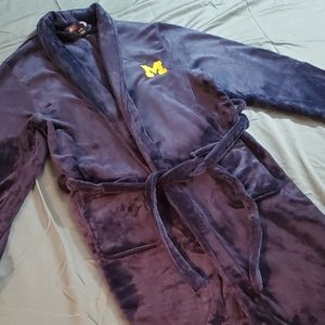 Mens University of Michigan Navy Blue Sz L/XL Plush Robe New